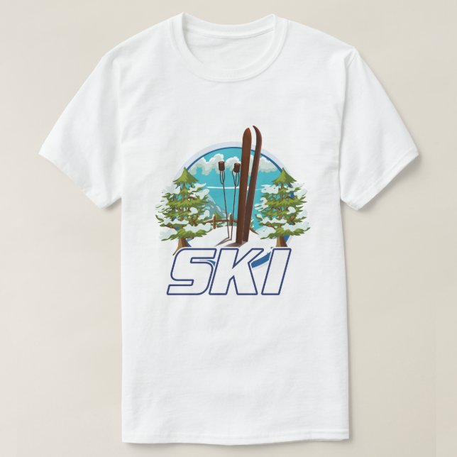 Skiing, ski poster logo. T-Shirt (Design Front)