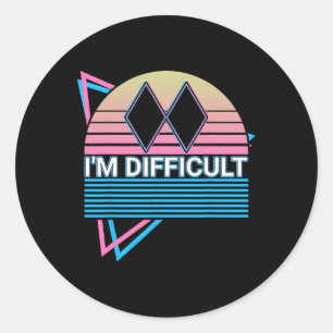 Skiing Ski Retro I'm Difficult  Classic Round Sticker