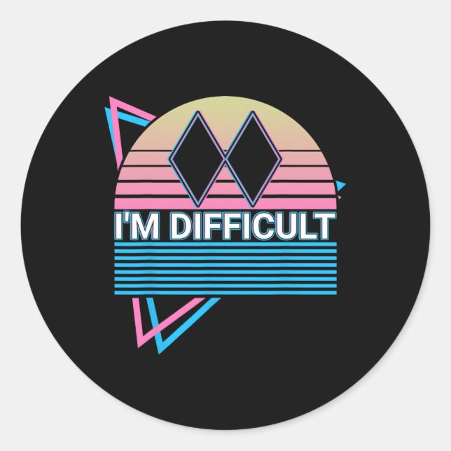 Skiing Ski Retro I'm Difficult  Classic Round Sticker (Front)