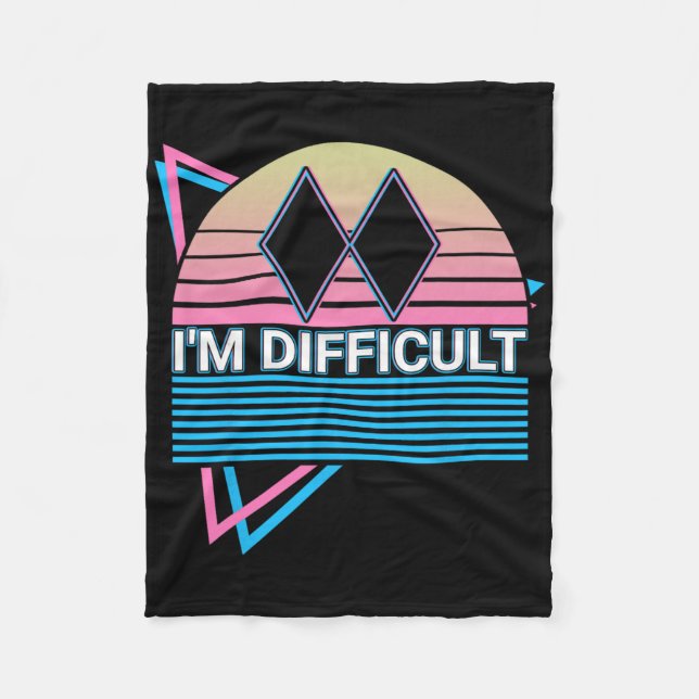 Skiing Ski Retro I'm Difficult  Fleece Blanket (Front)