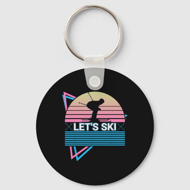 Skiing Ski Retro Let's Ski  Key Ring (Front)