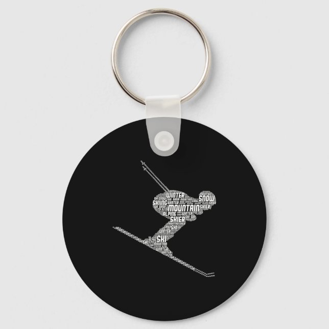 Skiing Ski Skier Men Boys Kids  Key Ring (Front)
