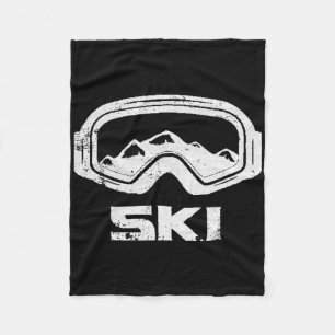 Skiing Ski Snow Mountain Winter Skier Tee Perfect  Fleece Blanket