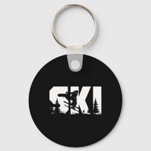 Skiing Skier Bold Ski Silhouette Extreme Winter Sp Key Ring