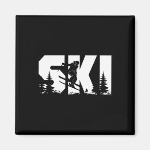 Skiing Skier Bold Ski Silhouette Extreme Winter Sp Magnet