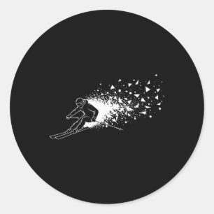 Skiing Skier Freestyle Powder Burst Mountain Snow  Classic Round Sticker