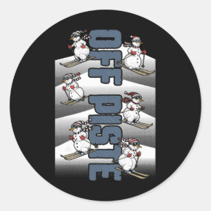 Skiing Skier Funny Ski Snowman Off Piste Downhill Classic Round Sticker
