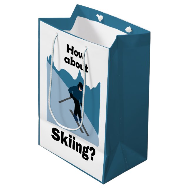 Skiing Skier How About Skiing Ski Party Medium Gift Bag (Front Angled)