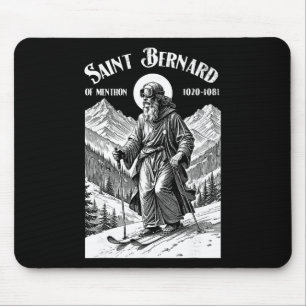 Skiing Skier Patron Saint Bernard Vintage Winter S Mouse Pad