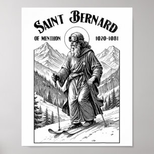 Skiing Skier Patron Saint Bernard Vintage Winter S Poster