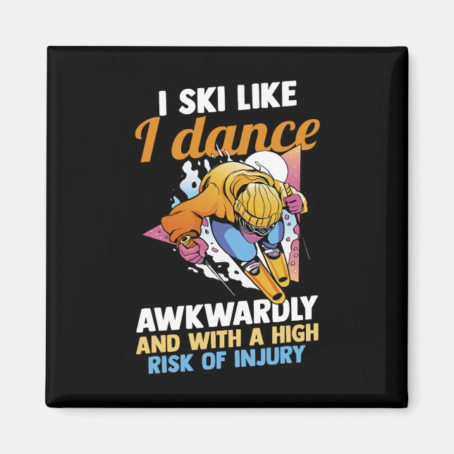 Skiing Skier Ski 2  Magnet (Front)