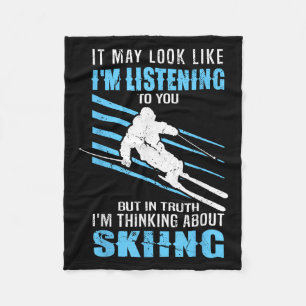 Skiing Skier - Ski Rider - Skiing  Fleece Blanket