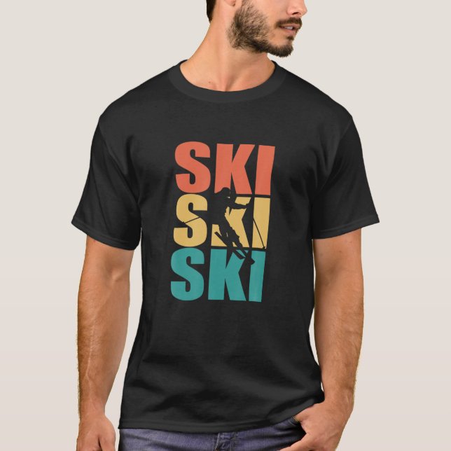 Skiing Skier Ski Winter Sports Mountains Ski Racin T-Shirt (Front)