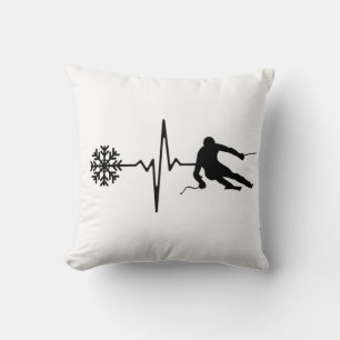 Skiing - Skiing Heartbeat Skier Gift Cushion