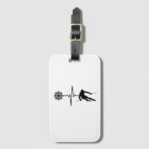 Skiing - Skiing Heartbeat Skier Gift Luggage Tag