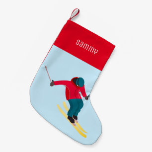 Skiing Small Christmas Stocking