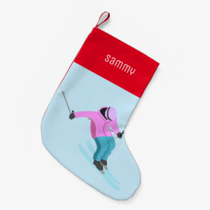 Skiing Small Christmas Stocking