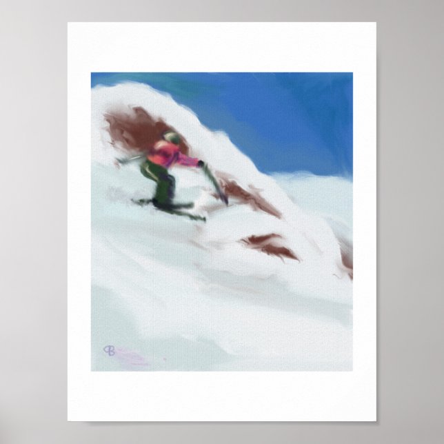 Skiing Snow Mountain Art Poster (Front)