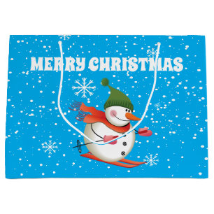 Skiing Snowman Gift Bag Large