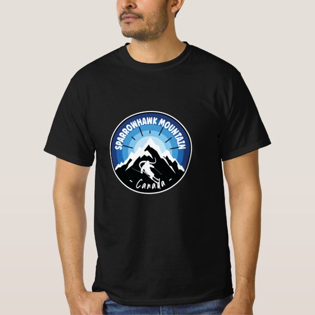 Skiing Sparrowhawk Mountain Canada Blue T-Shirt (Front)