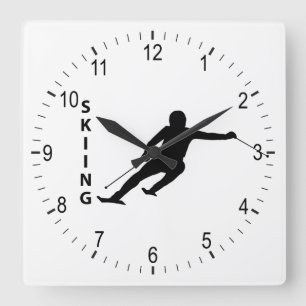 Skiing Square Wall Clock