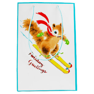skiing squirrel medium gift bag