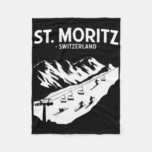 Skiing St Moritz Switzerland  Fleece Blanket