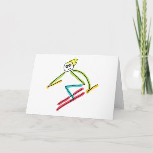 Skiing Stickman Card