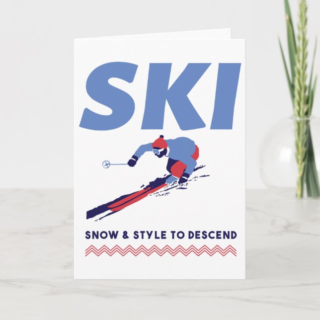 Skiing Stylishly Down The Slopes  Card (Front)