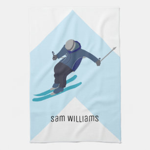 Skiing Tea Towel