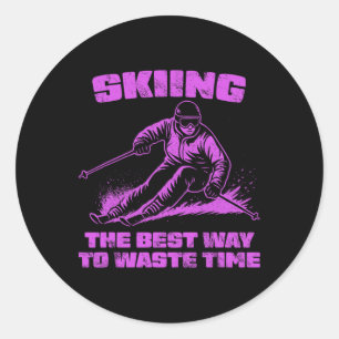 Skiing The Best Way To Waste Time Classic Round Sticker