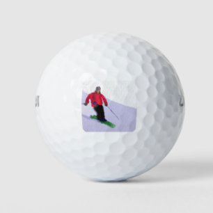 Skiing the Slopes Art Golf Balls