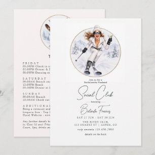Skiing-Themed Social Club Martini Bachelorette Invitation