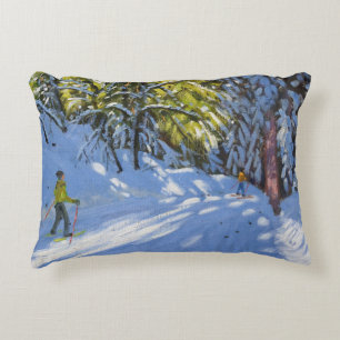 Skiing through the Woods La Clusaz 2012 Decorative Cushion