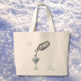 skiing trip  large tote bag
