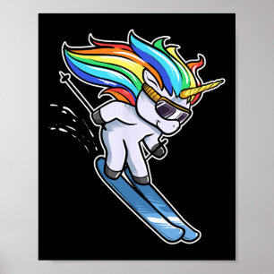 Skiing Unicorn Alpine Downhill Slalom Ski Skier Poster