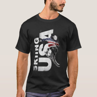 Skiing Usa Support The Team Tshirt Usa Flag Ski