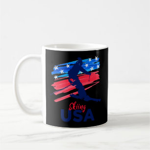 Skiing Usa Support The Team Usa Flag Ski Winter Coffee Mug