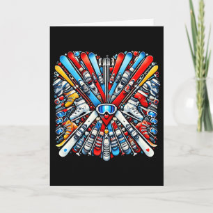 Skiing Valentines Day Heart Love Skiing Ski Lovers Card