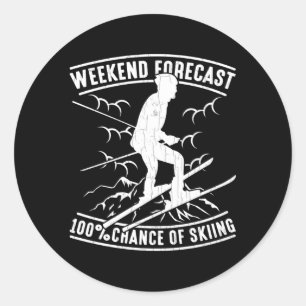 Skiing Weekend Forecast Skiing Snow Ski Classic Round Sticker