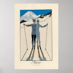 Skiing Winter D'Hiver Mountains Ski Winter Sport Poster
