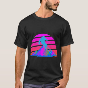 Skiing Winter Skier 80s 90s Retro Pink Slope T-Shirt