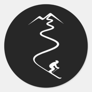 Skiing Winter Sport Ski Mountain Classic Round Sticker