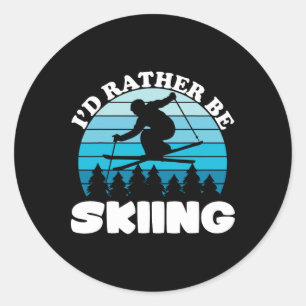 Skiing Winter Sports Ski For Skiers 10  Classic Round Sticker