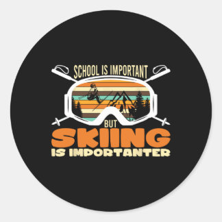Skiing Winter Sports Ski For Skiers  Classic Round Sticker