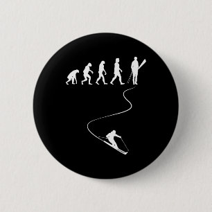 Skiing Winter Sports Ski Lover Evolution Of Skier 6 Cm Round Badge