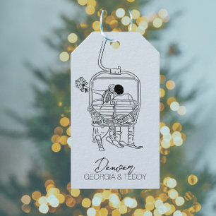 Skiing Winter Wedding  Gift Tags