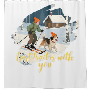 Skiing with My Best Friend Vintage Shower Curtain