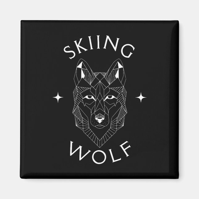 Skiing Wolf Mountain Snow Adventure Winter Sports  Magnet (Front)