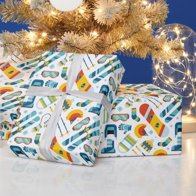 Skiing Wrapping Paper, Snowboarding Gift Wrap (Holidays)